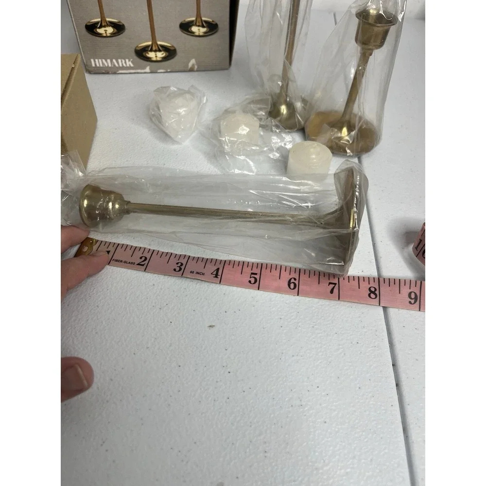 Vtg‎ Brass Candlestick Holders Graduated Sizes Set Of 3 Himark Brassware MCM